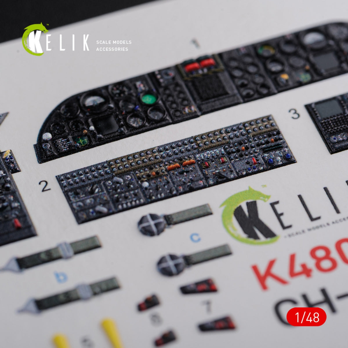 Décalcomanies 3D intérieures KELIK K48090 CH-46E pour maquette Academy au 1/72 – image 2