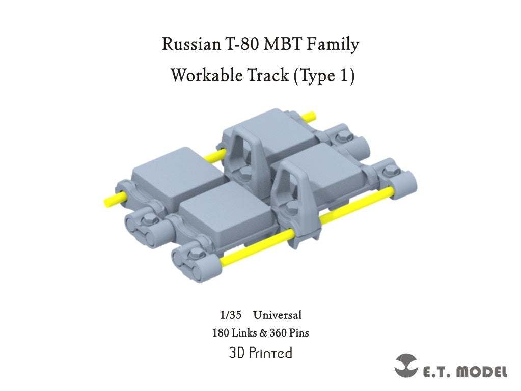 ET Model P35-067 Chenilles fonctionnelles pour char de combat principal russe T-80 (Type 1) Impression 3D à l'échelle 1/35