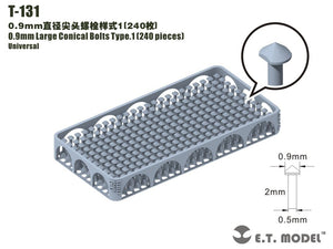 Boulons coniques de grande taille ET modèle T-131, 0,9 mm, type 1, 240 pièces