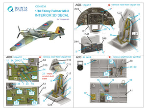Intérieur imprimé en 3D et coloré sur papier décalcomanie Quinta Studio QD48534 Fairey Fulmar Mk.II (Trumpeter) 1/48 – Bild 2