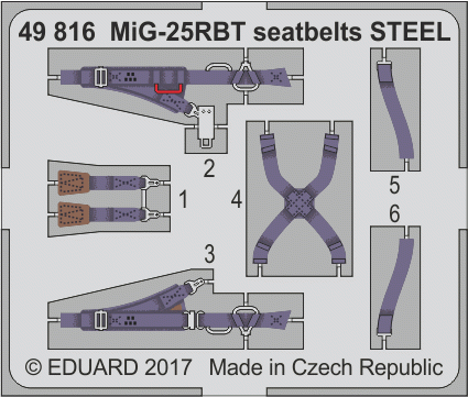 Ceintures de sécurité Eduard 49816 MiG-25RBT en acier ICM 1/48