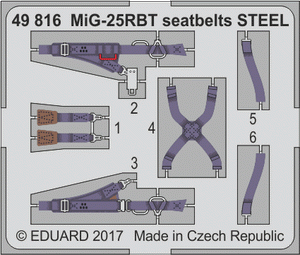Ceintures de sécurité Eduard 49816 MiG-25RBT en acier ICM 1/48