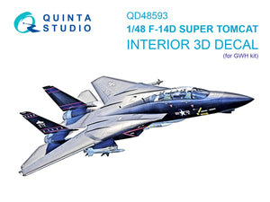 Intérieur imprimé en 3D et coloré sur papier décalcomanie Quinta Studio QD48593 F-14D Super Tomcat (GWH) 1/48