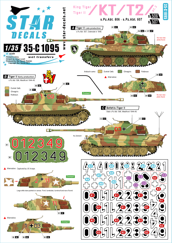 Star Decals 35-C1095 King Tiger / Tiger II #3 1/35