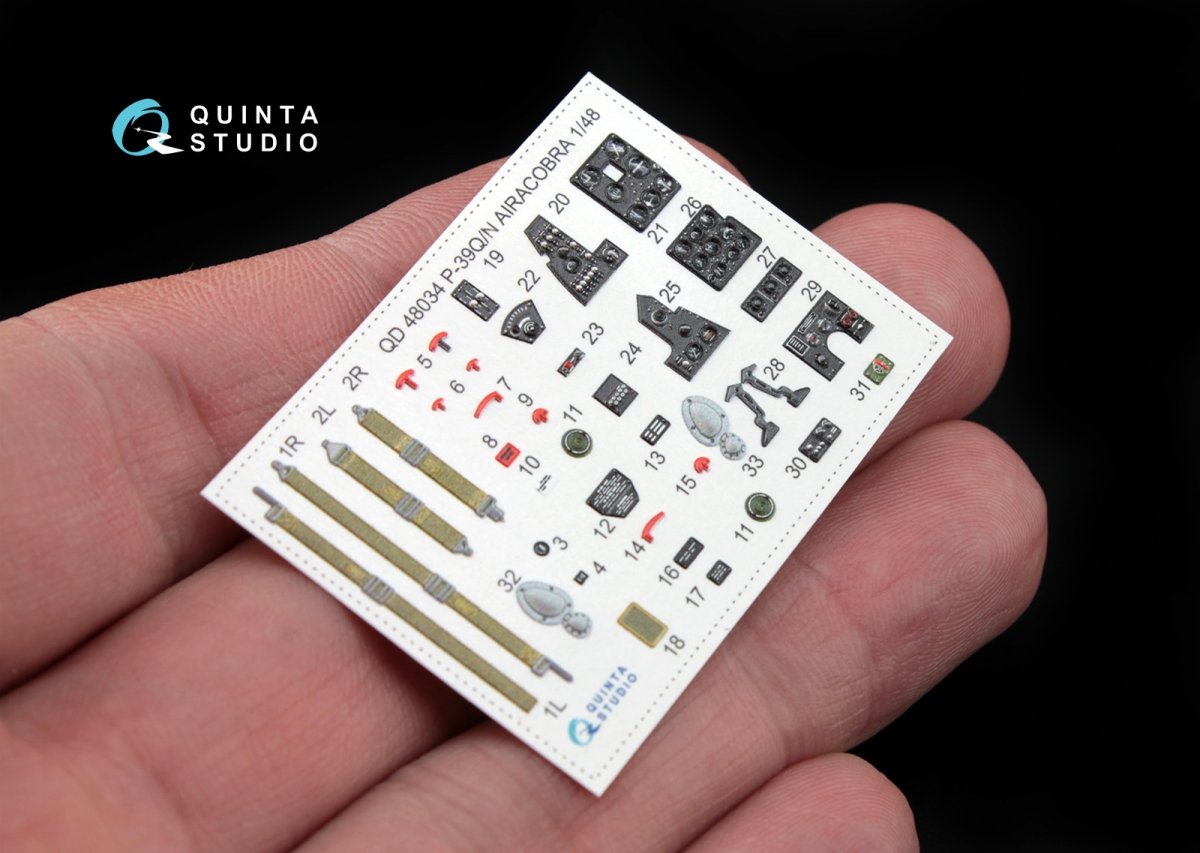 Intérieur imprimé en 3D et coloré sur papier décalcomanie Quinta Studio QD48034 P-39Q/N (pour maquette Hasegawa) 1/48 – immagine 2