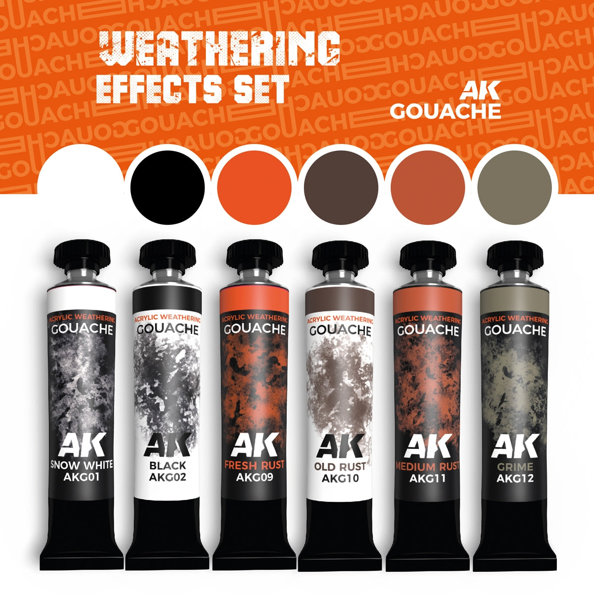 AK Interactive AKG25 ENSEMBLE D&amp;#39;EFFETS DE VIEILLISSEMENT – GOUACHES AK