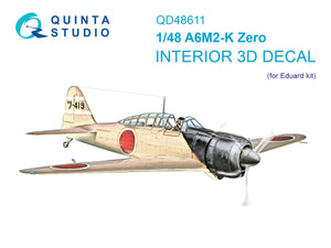 Intérieur imprimé en 3D et coloré sur papier décalcomanie Quinta Studio QD48611 A6M2-K Zero (Eduard) 1/48
