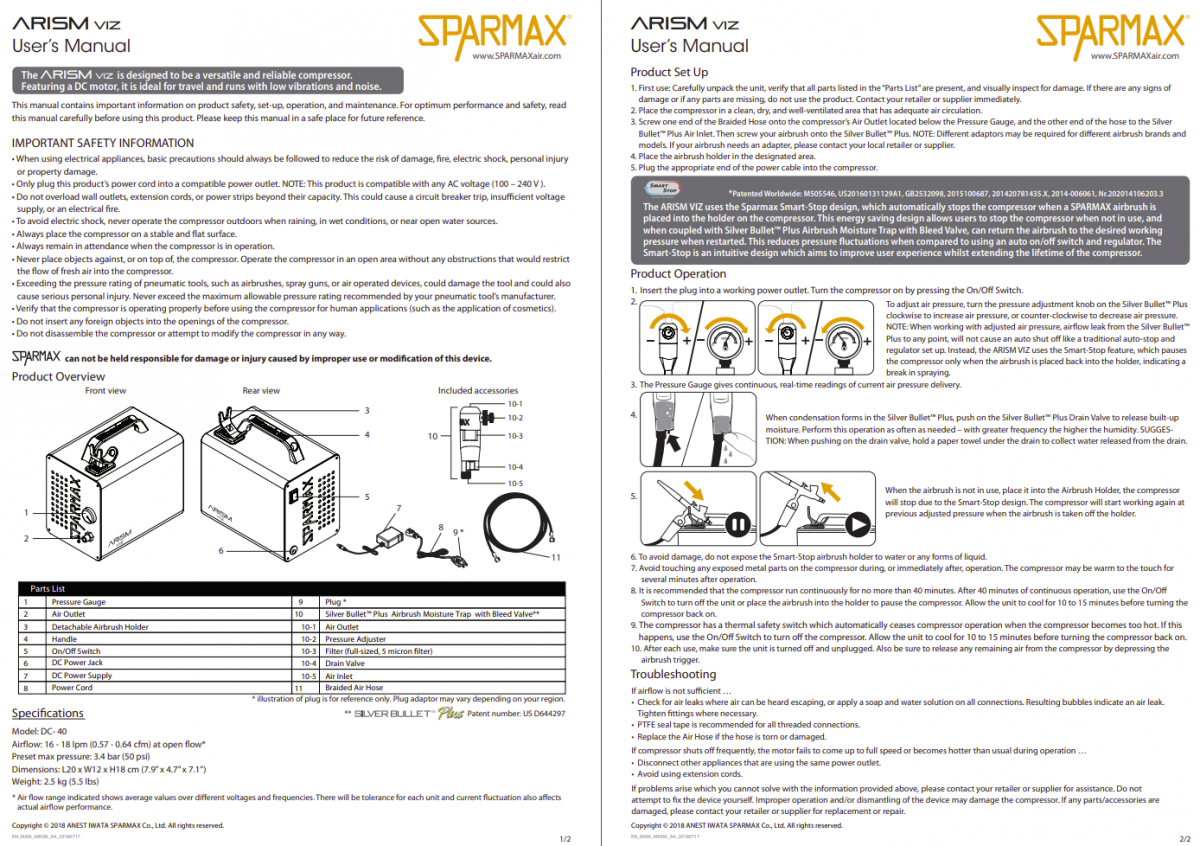Sparmax DC40 VIZ - Mini compresseur d&amp;#39;air avec Silver Bullet Plus et tuyau de 2 m – image 2