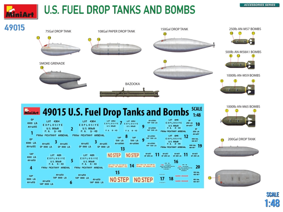 MiniArt 49015 Réservoirs de carburant et bombes largables américains 1/48 – image 2