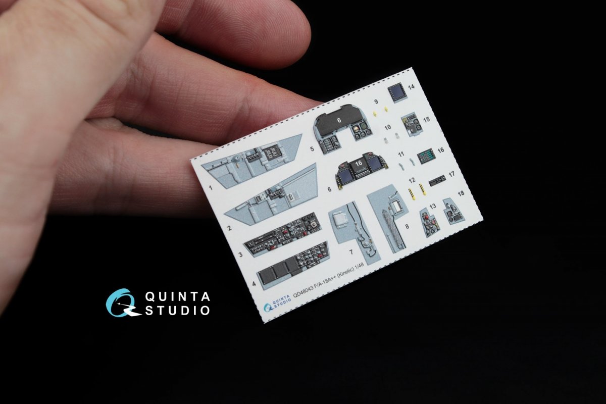 Intérieur imprimé en 3D et coloré sur papier décalcomanie Quinta Studio QD48043 F/A-18 A++ (pour Kinetic) 1/48  – immagine 2