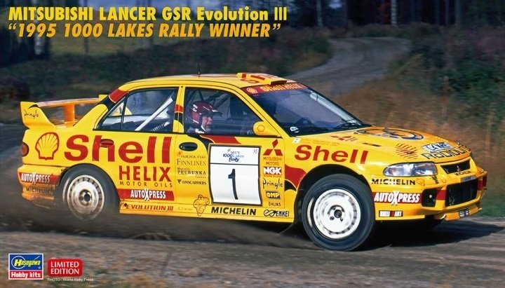 Hasegawa 20560 Mitsubishi Lancer GSR Evolution III 1995, vainqueur du Rallye des 1000 Lacs, échelle 1/24