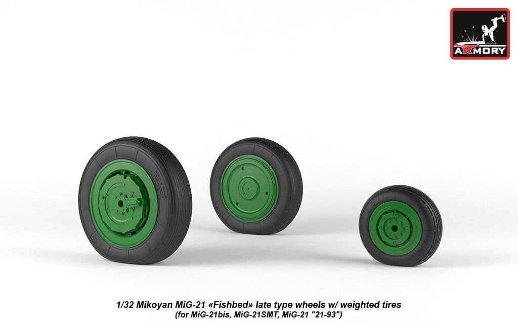 Armory Models AW32011 Roues Fishbed pour Mikoyan MiG-21 avec pneus lestés, fin de série, échelle 1/32 – immagine 7