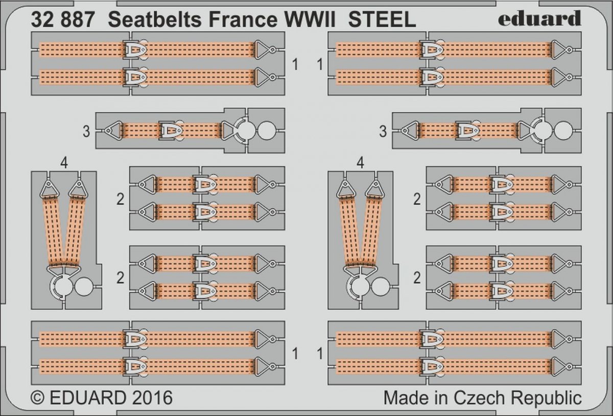 Eduard 32887 Ceintures de sécurité France Seconde Guerre mondiale ACIER 1/32