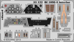 Eduard 33122 Bf 109E-3 intérieur SA 1/32 Cyber ​​Hobby