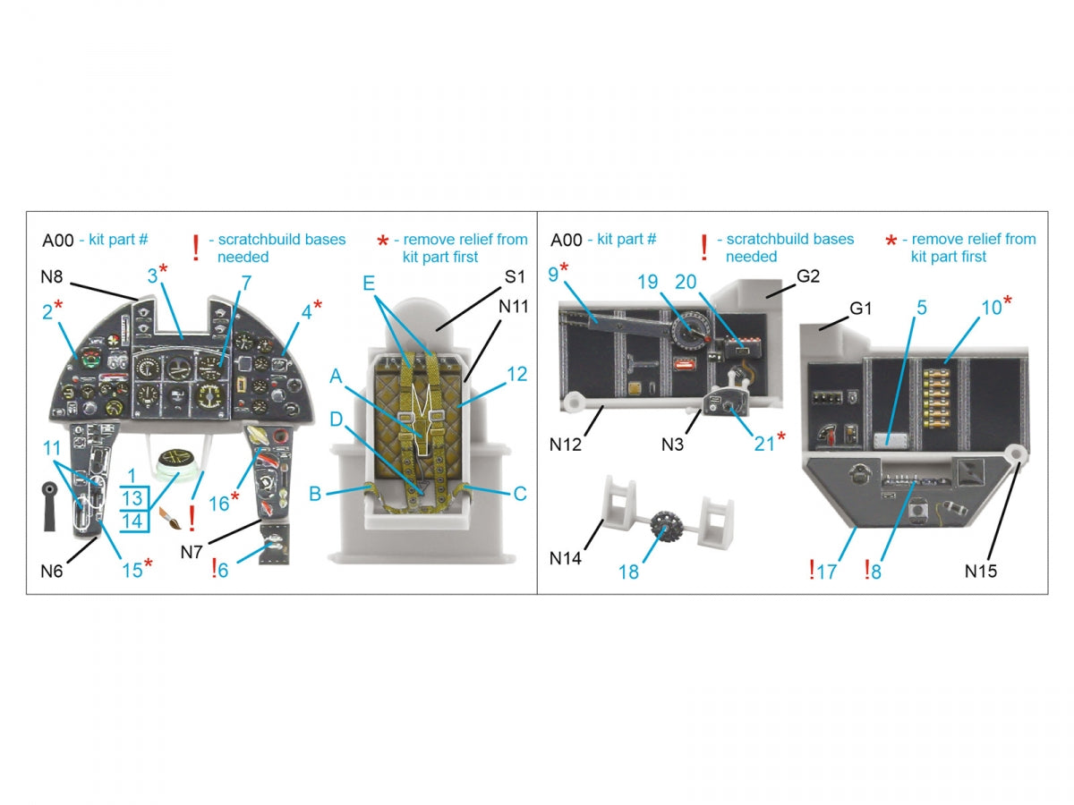 Intérieur imprimé en 3D et coloré sur papier décalcomanie Quinta Studio QD48503 Typhoon Mk.Ib (fin de production) (Hasegawa/Italeri) 1/48  – image 2