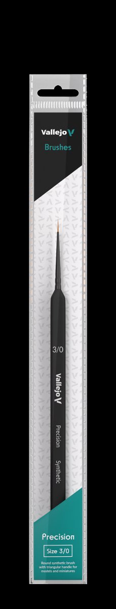 VALLEJO B03030 - Brosse - Précision - Brosse ronde synthétique, manche triangulaire n° 3/0