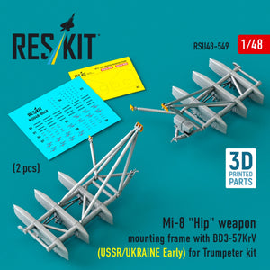 RESKIT RSU48-0549 Mi-8 "Hip" weapon mounting frame with BD3-57KrV for Trumpeter kit (USSR/UKRAINE Early) (2 pcs) (3D Printed) 1/48