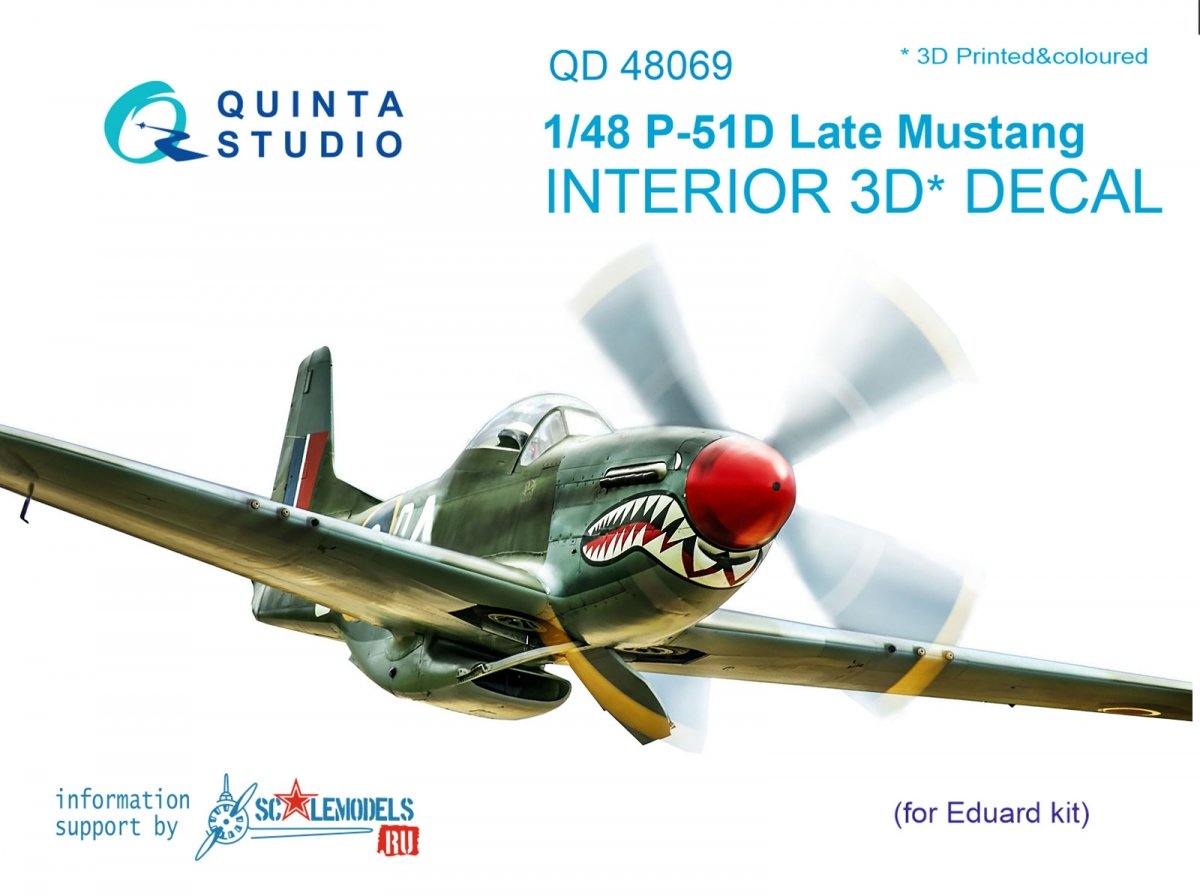 Quinta Studio QD48069 P-51D (Late) 3D-Printed &amp; colored Interior on decal paper (for Eduard kit) 1/48