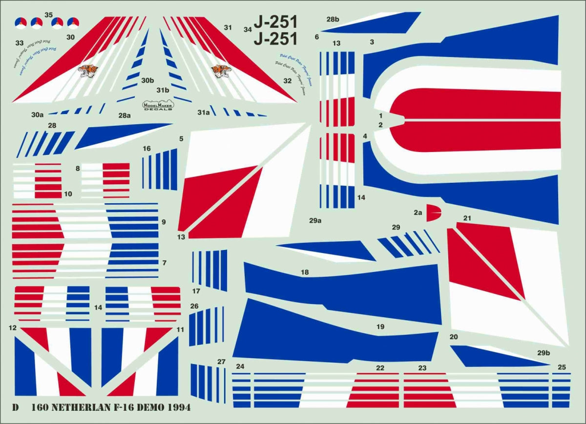 ModelMaker Decals D48160 Démo néerlandais F-16 1994 1/48  – image 4
