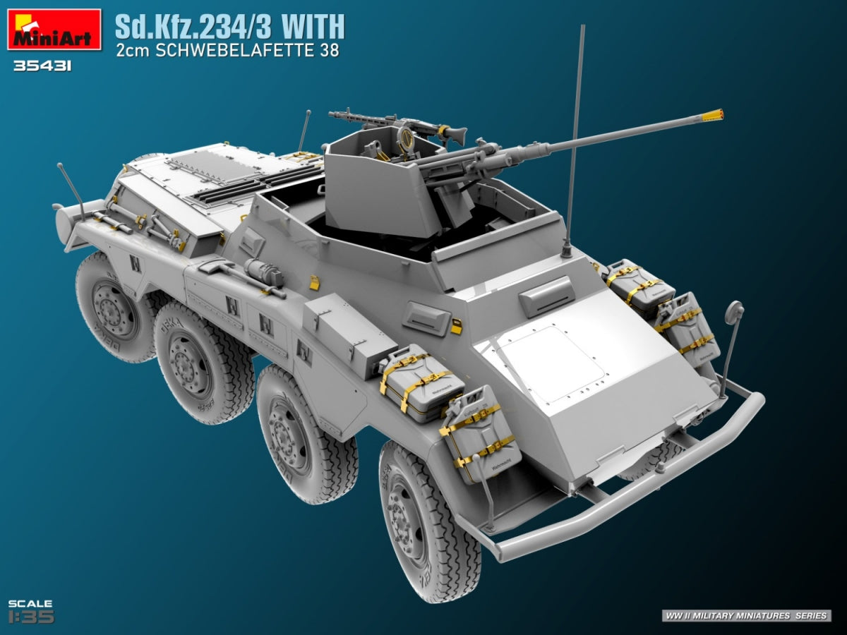 MiniArt 35431 Sd.Kfz.234/3 Avec 2cm Schwebelafette 38 1/35 – immagine 3
