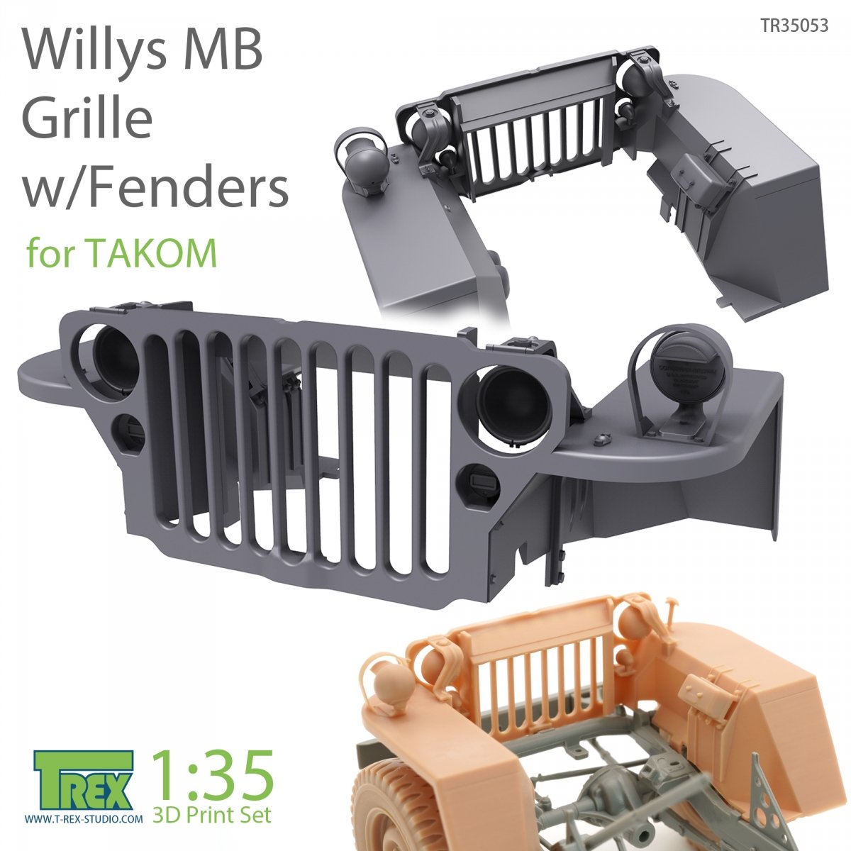 Kit de calandre et ailes T-Rex Studio TR35053 pour Willys MB (TAKOM 1/35)