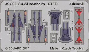Ceintures de sécurité Eduard 49825 Su-34 en acier HOBBY BOSS 1/48