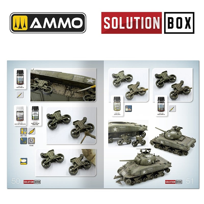 AMMO par Mig Jimenez 7728 SOLUTION BOX 22 – Seconde Guerre mondiale USA ETO. Système de couleurs et de vieillissement – image 13