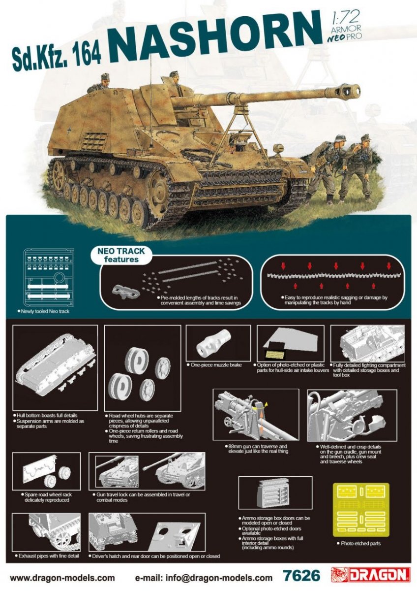 Dragon 7626 Sd.Kfz.164 Nashorn avec piste NEO 1/72