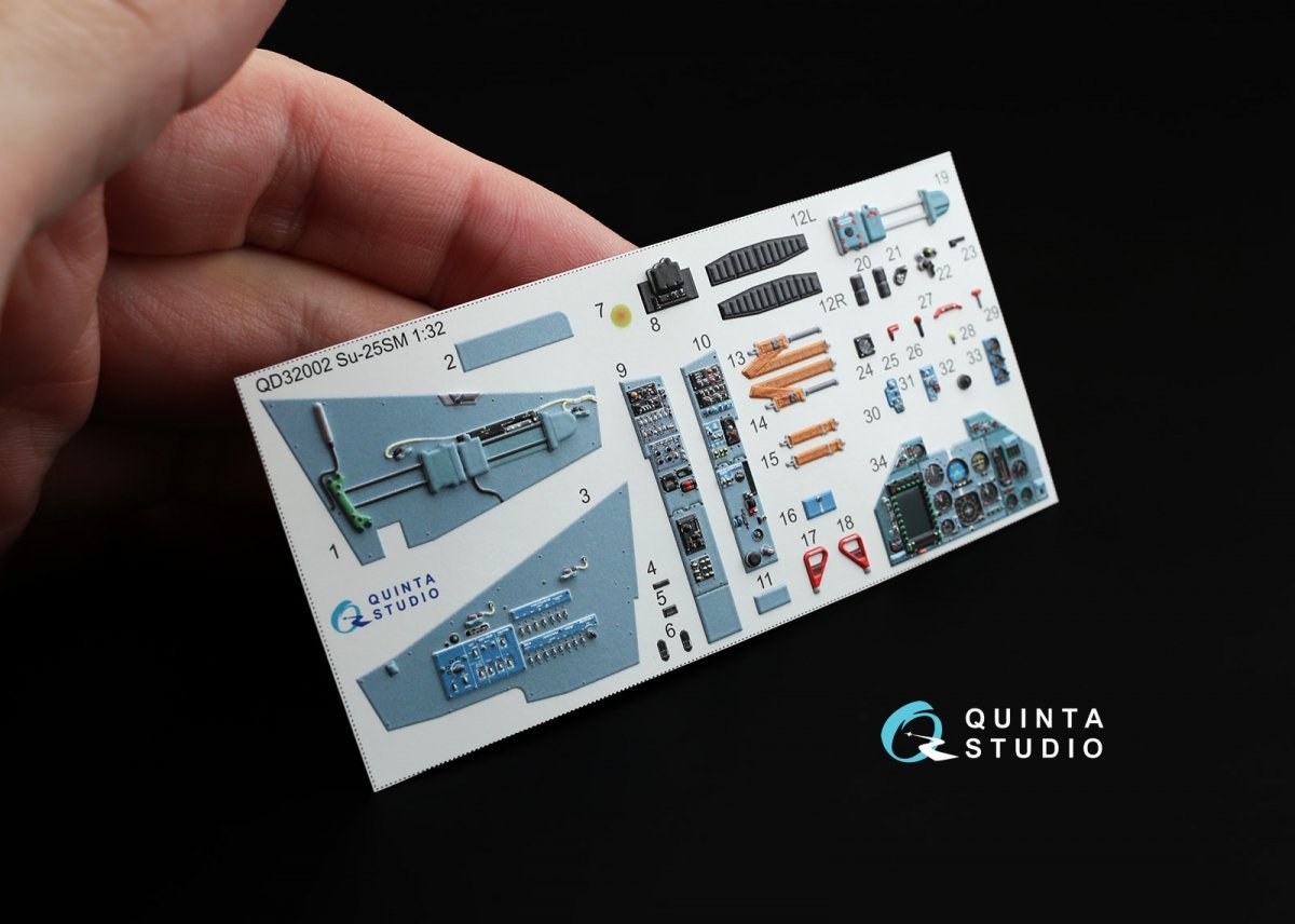 Intérieur imprimé en 3D et coloré sur papier décalcomanie Quinta Studio QD32002 Su-25SM (pour maquette Trumpeter) 1/32 – immagine 6