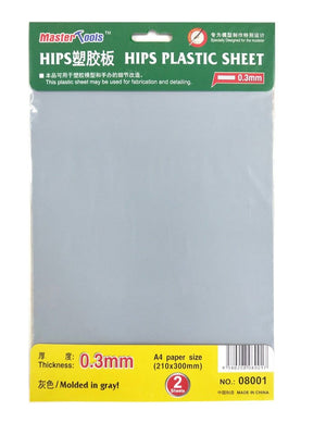 Feuille de plastique HIPS Trumpeter 08001 0,3 mm, format A4 (2 pièces)