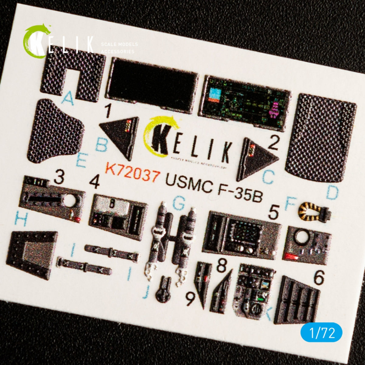 KELIK K72037 Décalcomanies 3D intérieures pour maquette Academy au 1/72 du F-35B