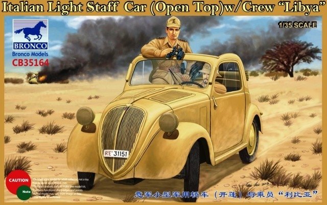 Bronco CB35164 Voiture d&amp;#39;état-major légère italienne (toit ouvert) avec équipage Libye (1/35)