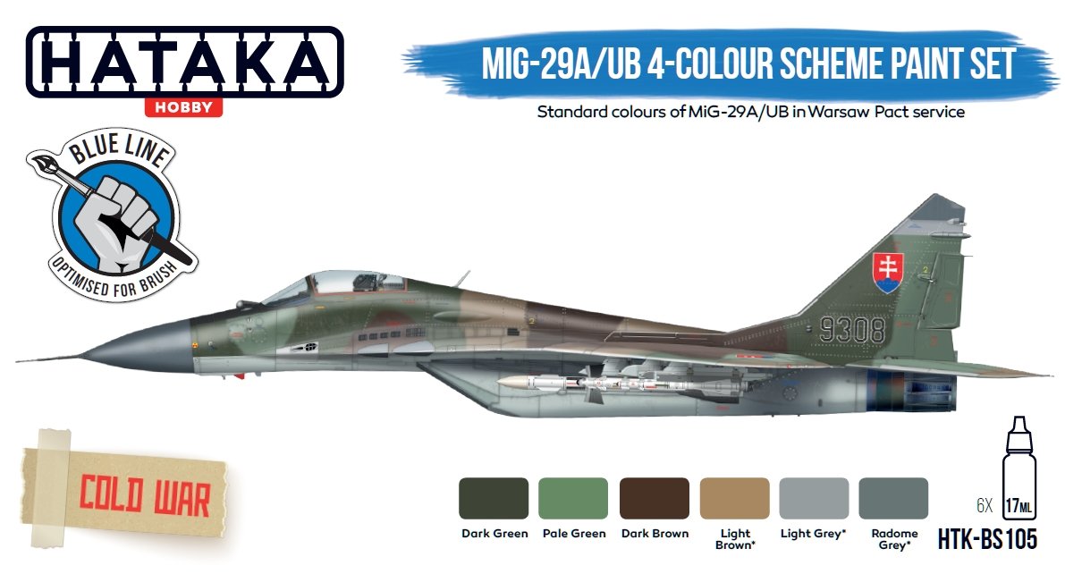 Hataka HTK-BS105 MiG-29A/UB 4-color scheme paint set (6x17ml)
