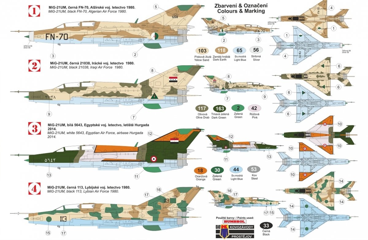 Kovozavody Prostejov KPM0202 MiG-21UM en service arabe 1/72 – immagine 2