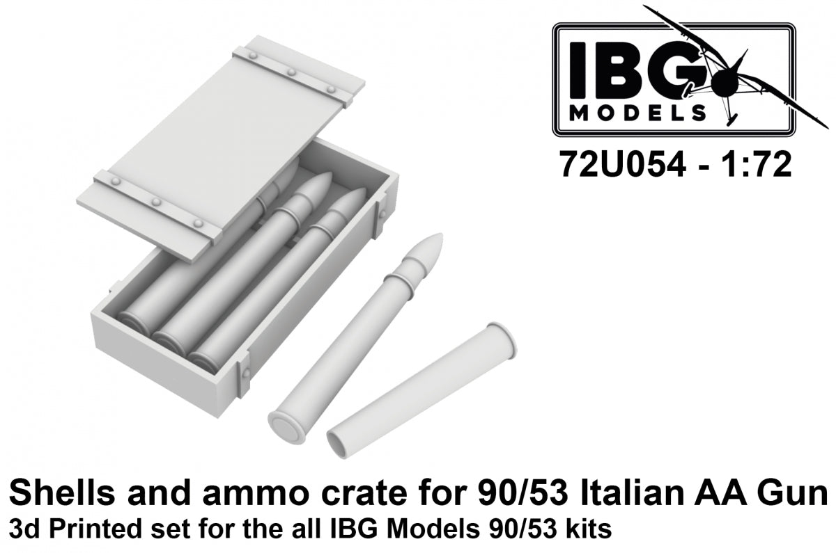 Obus et caisses de munitions IBG 72U054 pour canon antiaérien italien 90/53, échelle 1/72