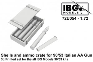 Obus et caisses de munitions IBG 72U054 pour canon antiaérien italien 90/53, échelle 1/72