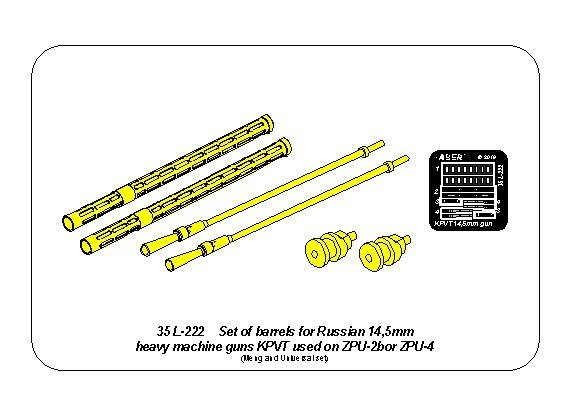 Aber 35L-222 Ensemble de 2 canons pour mitrailleuses russes KPVT de 14,5 mm utilisées sur ZPU-2 ou ZPU-4 (1/35) – immagine 13