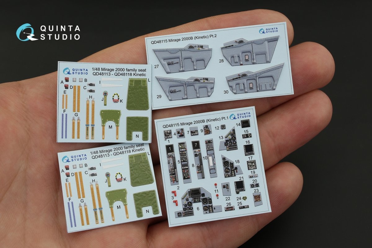 Intérieur imprimé en 3D et coloré sur papier décalcomanie Quinta Studio QD48115 Mirage 2000B (pour kit Kinetic) 1/48 – Bild 2
