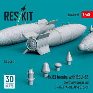 RESKIT RS48-0496 Bombes Mk.83 avec protection thermique BSU-85 (4 pièces) (impression 3D) 1/48 – immagine 2