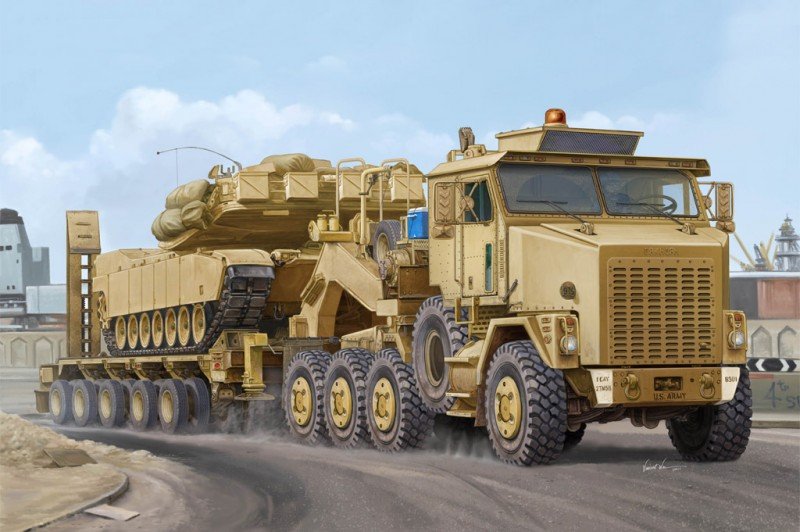 Hobby Boss 85502 Tracteur routier M1070 et semi-remorque HET M1000 (1/35)