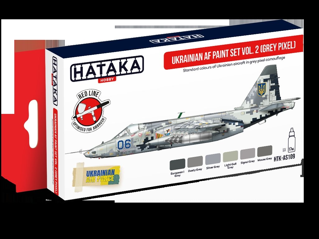 Hataka Hobby HTK-AS109 AF ukrainien Vol. 2 (Pixel Gris) Ensemble de Peinture 6x17 ml