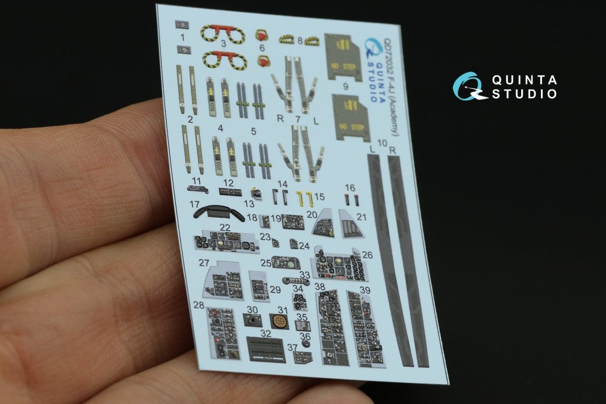 Intérieur imprimé en 3D et coloré sur papier décalcomanie Quinta Studio QD72032 F-4J (pour maquette Academy) 1/72 – image 2
