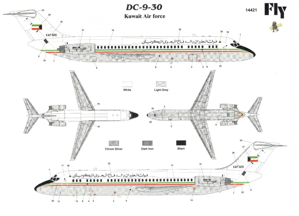 Vol 14421 DC 9-30 Force aérienne du Koweït (1/144)