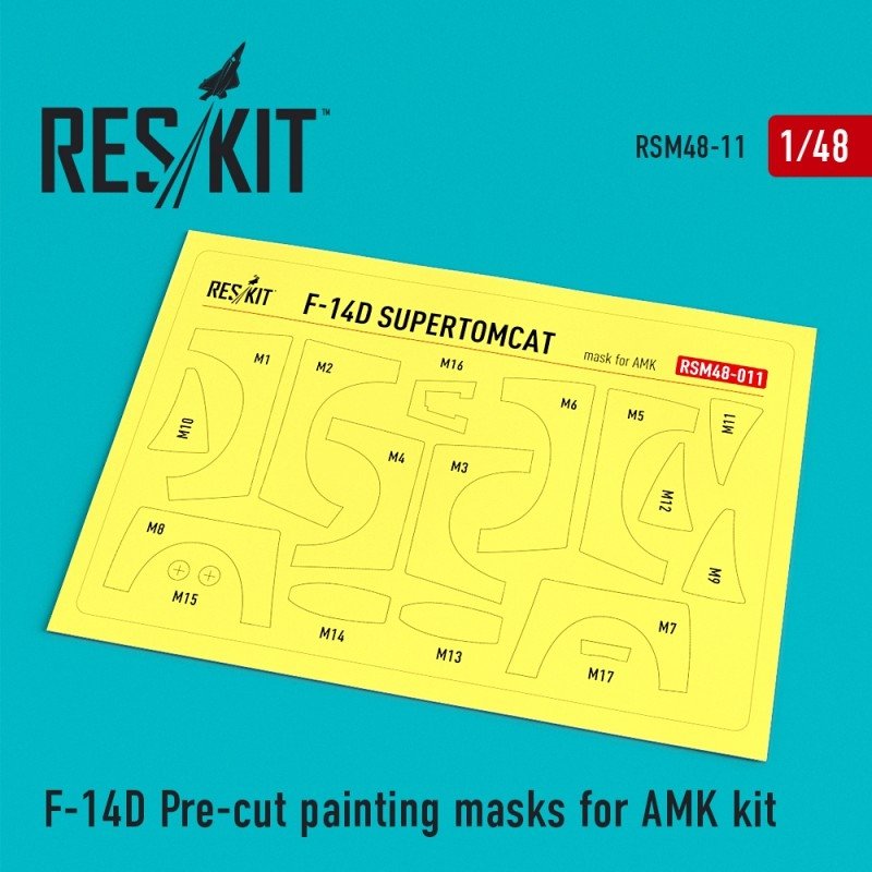 Masques de peinture prédécoupés RESKIT RSM48-0011 F-14D pour kit AMK 1/48