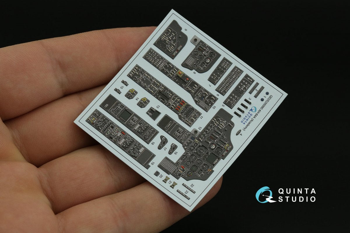 Intérieur imprimé en 3D et coloré sur papier décalcomanie Quinta Studio QD35090 AH-64A (Academy) 1/35 – image 11