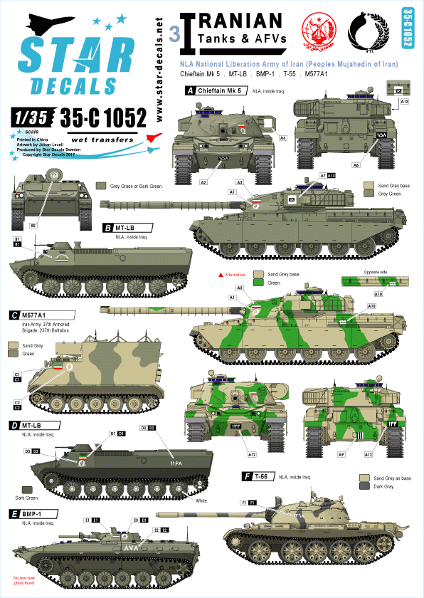 Star Decals 35-C1052 Chars et véhicules blindés iraniens 3 1/35