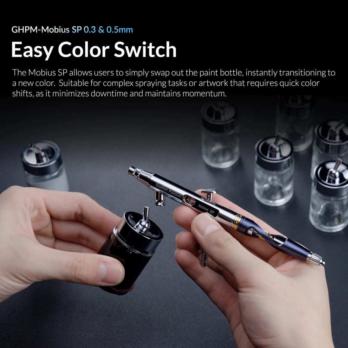 Gaahleri 43004 Premium Series GHPM-Mobius SP 0,3 &amp; 0,5 mm Airbrush