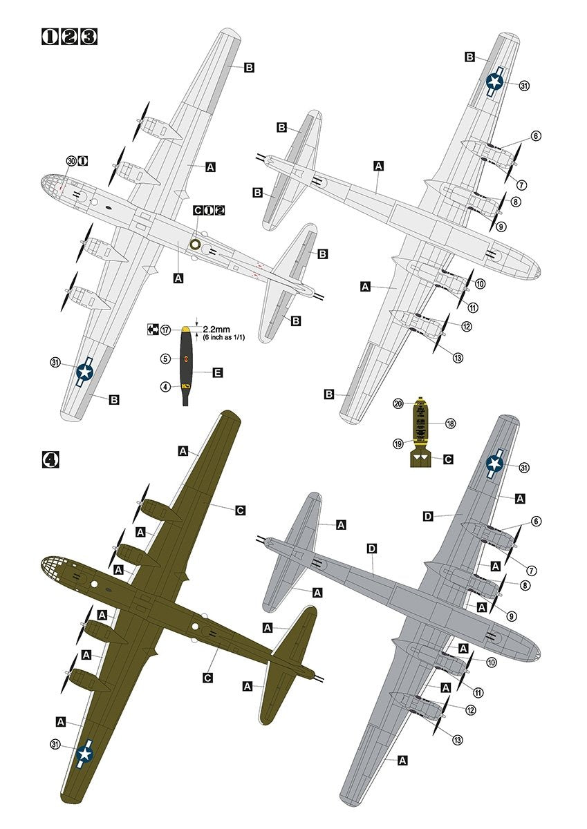 Hobby 2000 72070 B-29 Superfortress (ACADÉMIE + CARTOGRAPHIE + MASQUES) 1/72 – immagine 4
