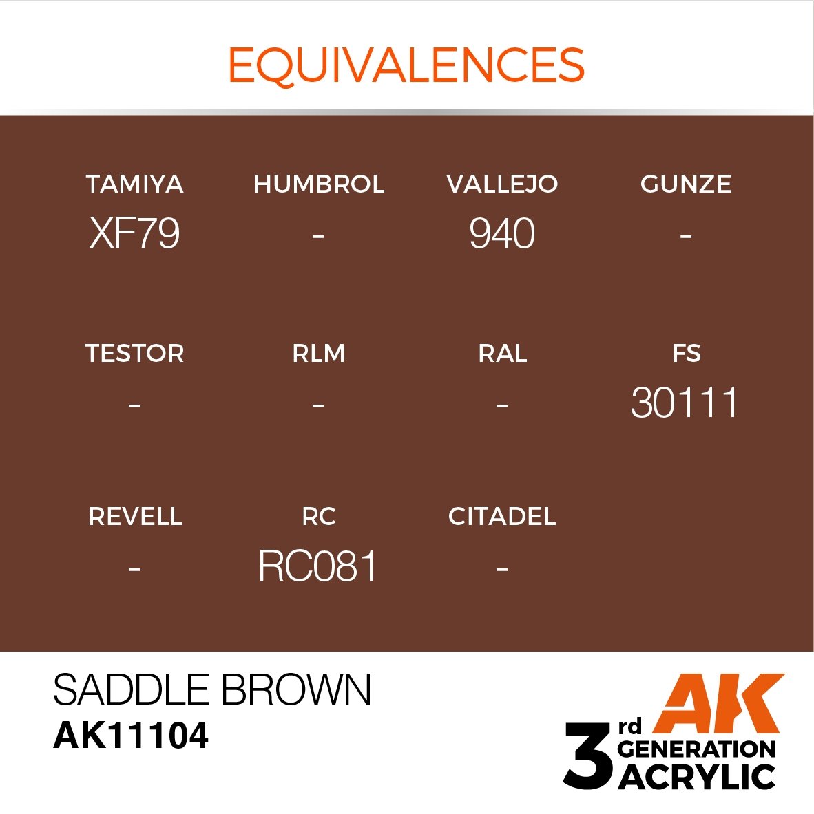 AK Interactive AK11104 SADDLE BROWN – STANDARD 17ml – Bild 3