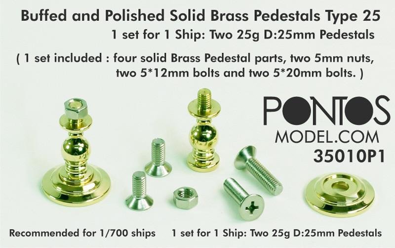 Pontos 35010P1 Socles en laiton massif poli et lustré, type 25